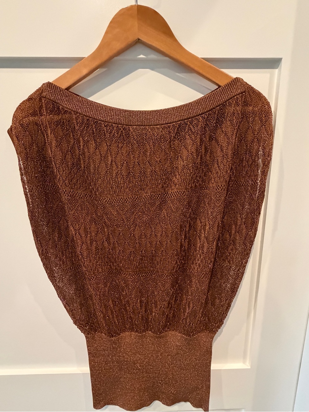 Zimmermann Copper-Brown Metallic Off-the-Shoulder Knit Sweater